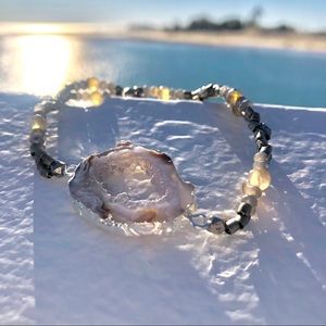 Silver Druzy Agate Crystal Bracelet